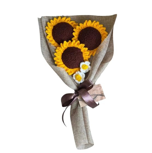 Darak Crochet Sunflower Bouquet Yellow Artificial Flower 32 cm