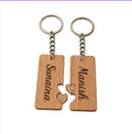 Darak Personalized Couple Wooden Keychain Custom Name Heart 2x2.5