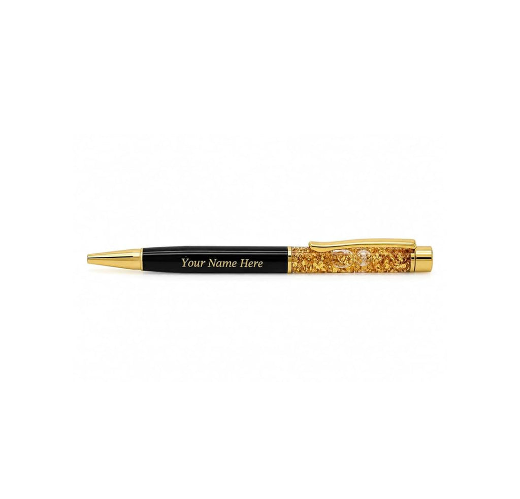 Darak Gifting Co. Personalised Pen and Keychain Set, Black and Gold