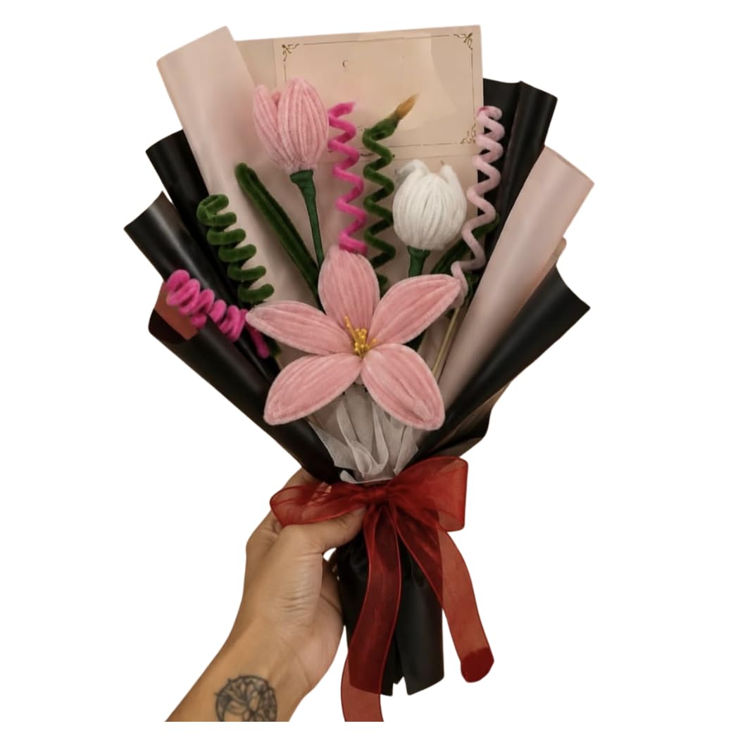Crochet Flower Bouquet with Ribbon Bow
