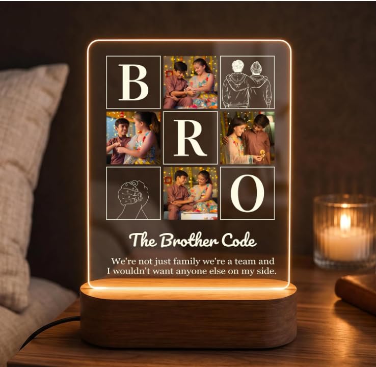 Darak Gifting Co. Personalised Brother Photo Night Light Acrylic Lamp