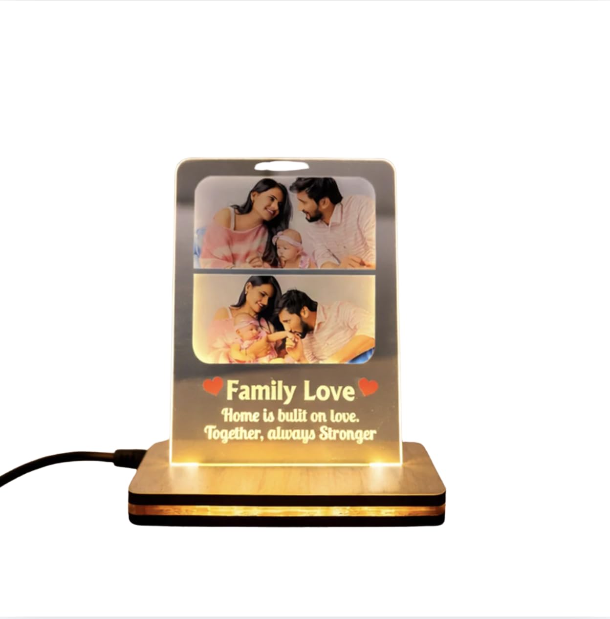 Darak Gifting Co. Personalised Family Love LED Acrylic Lamp 8x6 Inch