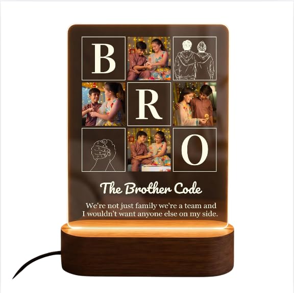Darak Gifting Co. Personalised Brother Photo Night Light Acrylic Lamp