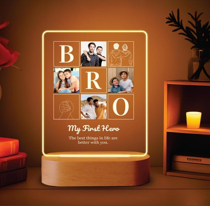 Darak Gifting Co. Personalised Brother Photo Night Light Acrylic Lamp