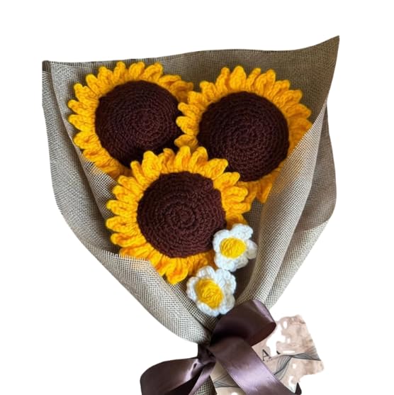 Darak Crochet Sunflower Bouquet Yellow Artificial Flower 32 cm
