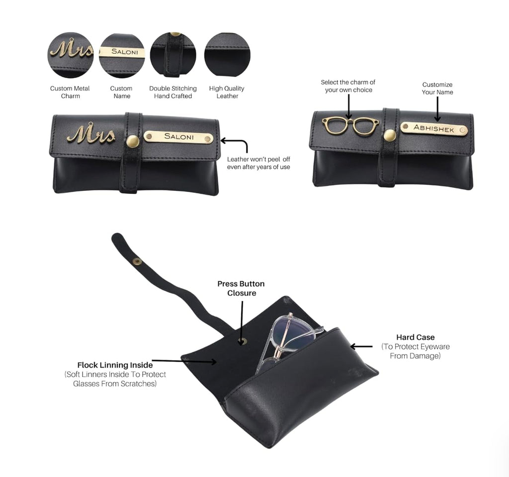 Darak Gifting Co. Personalised Name Men's Giftset, Black Vegan Leather