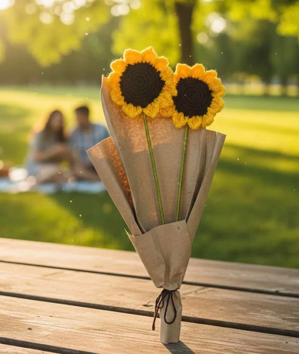 Darak Gifting Co. | Handmade Crochet Sunflower Bouquet Forever Flower