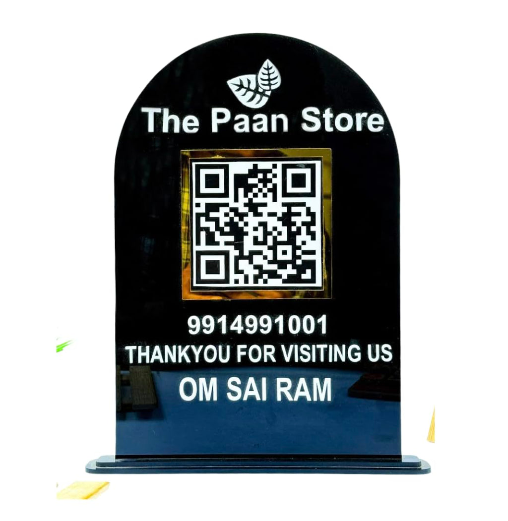 Darak Gifting Co. Custom QR Code Acrylic Stand Black & White Signage