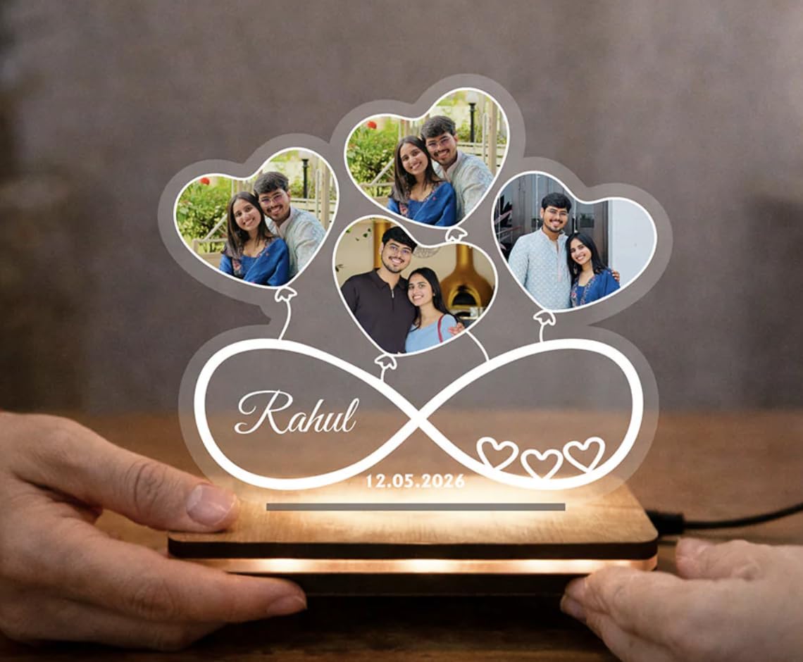 Darak Gifting Co. Personalized Infinity Love LED Photo Lamp, 7x8