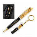 Darak Gifting Co. Personalised Pen and Keychain Set, Black and Gold