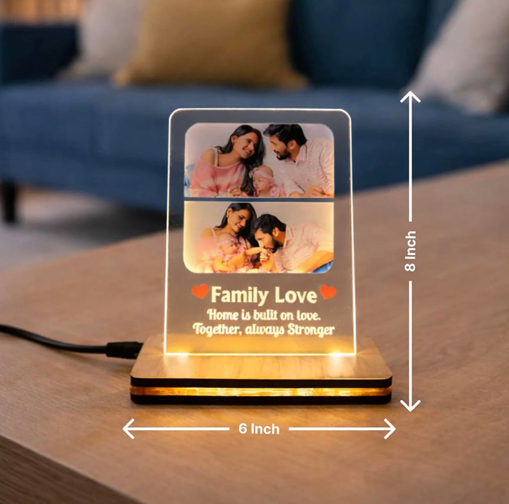 Darak Gifting Co. Personalised Family Love LED Acrylic Lamp 8x6 Inch