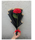 Darak Gifting Co. Handicrafts Artificial Crochet Red Rose Single Flower Bouquet/Forever Flowers/Valentine Day Romantic Gift for Girls/Boys/Girlfriend/Boyfriend/husbund/Wife (1 red Rose)
