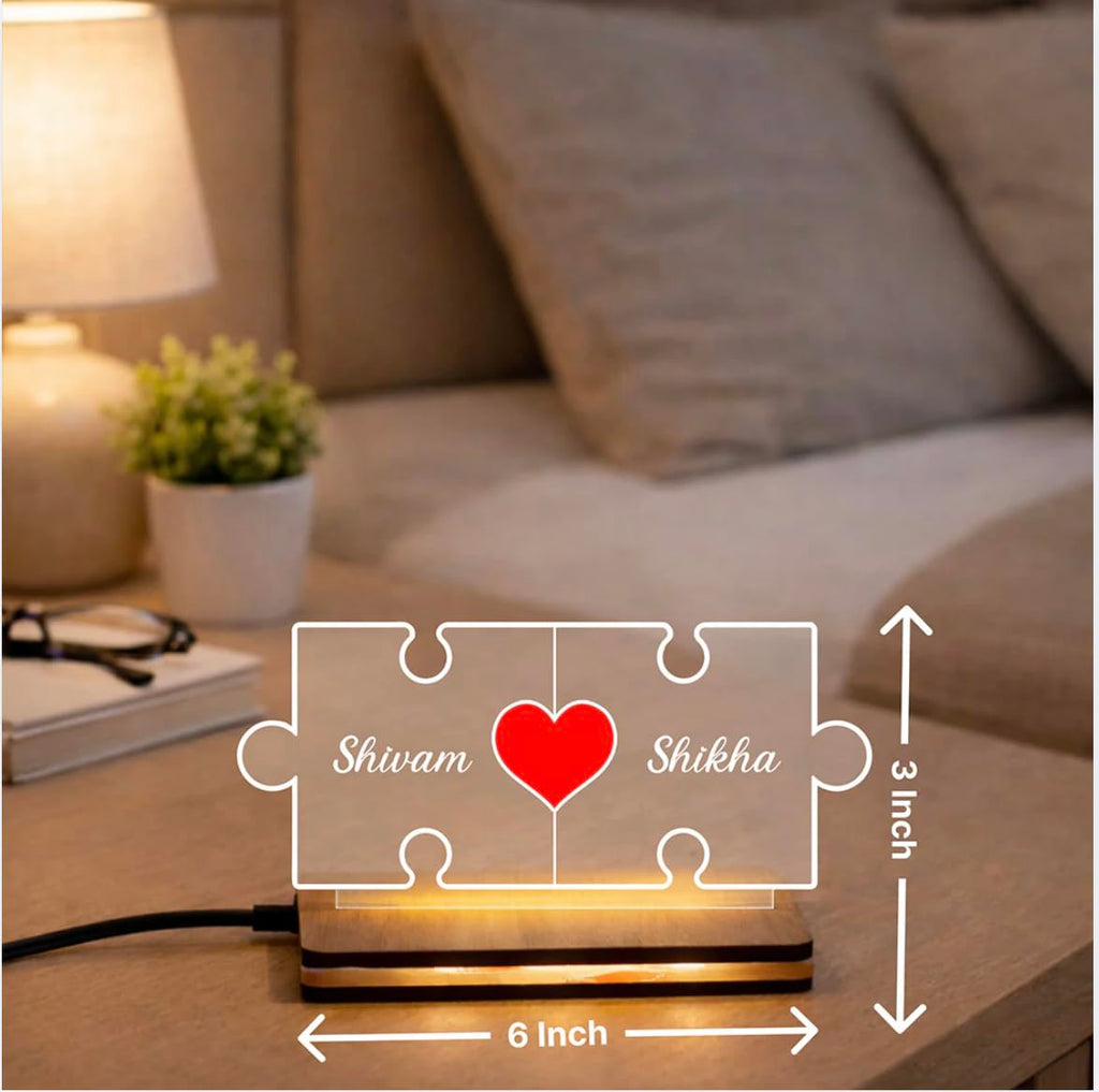 Darak Gifting Co. Personalised Puzzle Acrylic LED Lamp 6x3 Inch