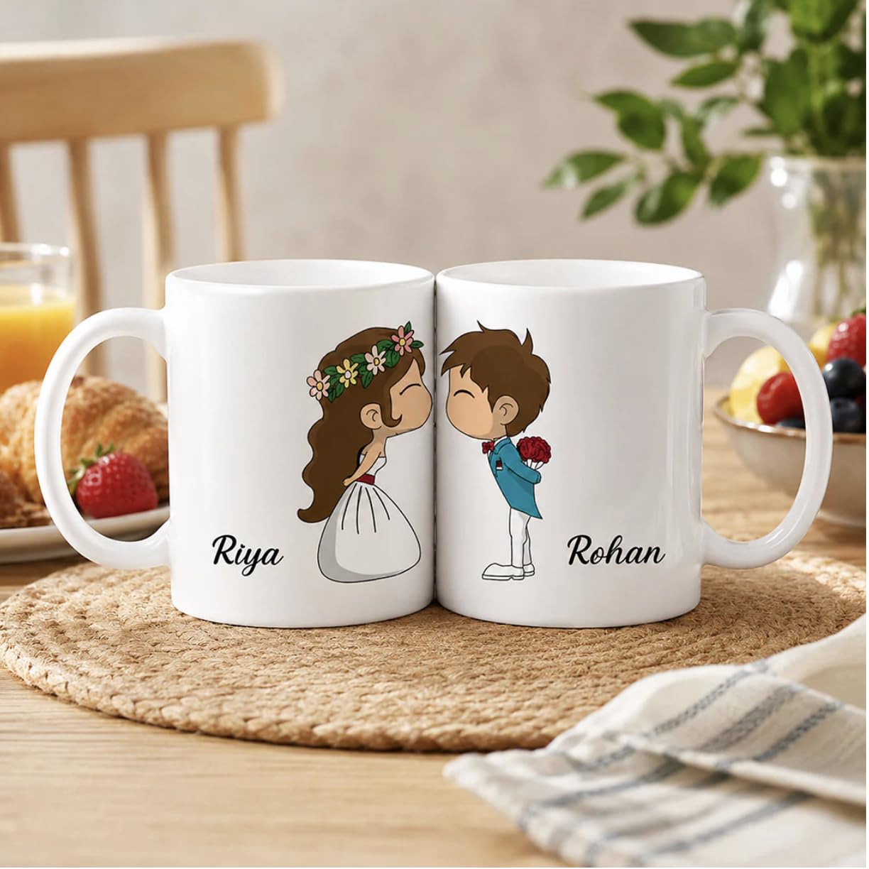Darak Gifting Co. Personalised Couple Mug Set of 2, 350ml