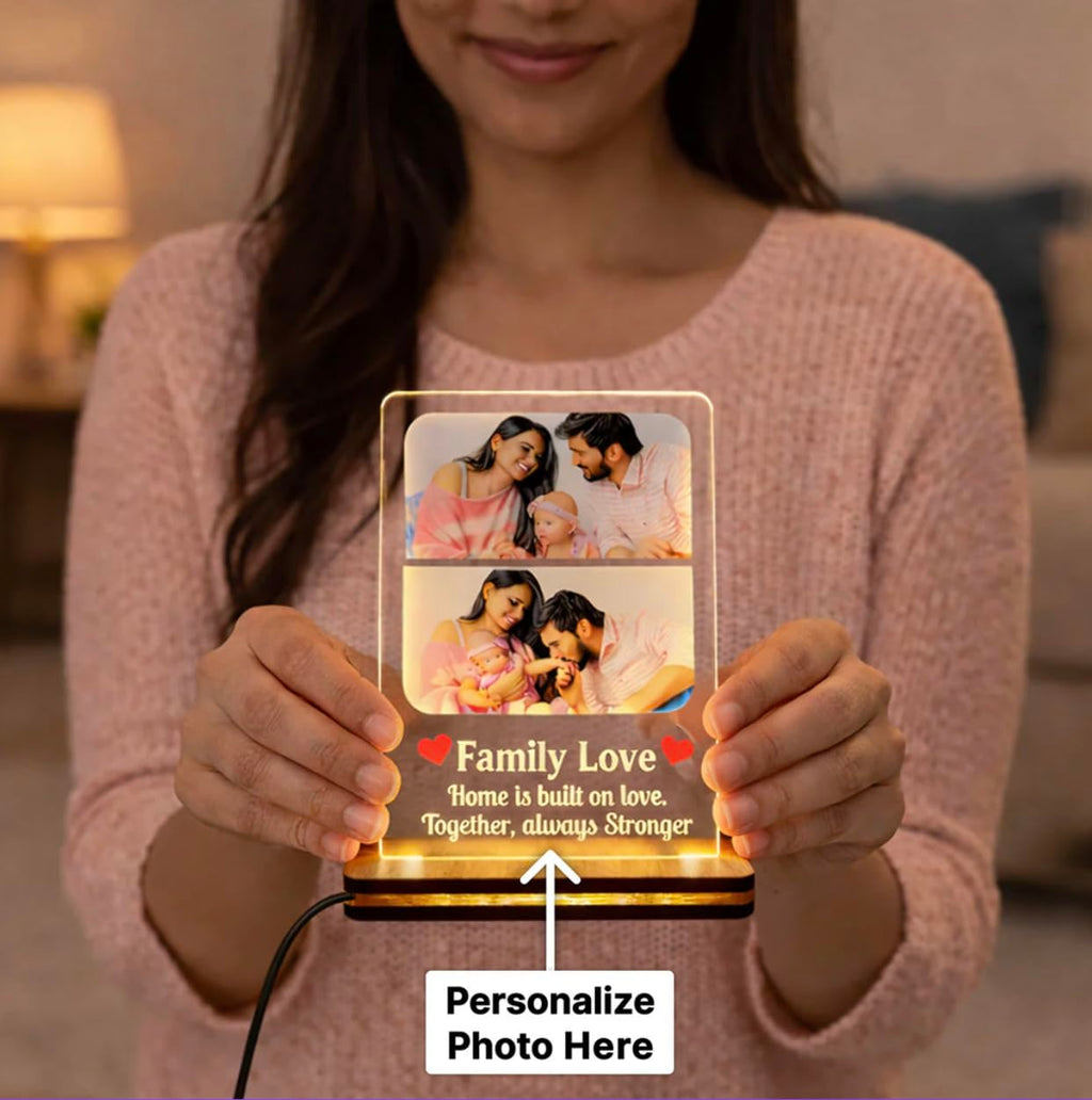 Darak Gifting Co. Personalised Family Love LED Acrylic Lamp 8x6 Inch