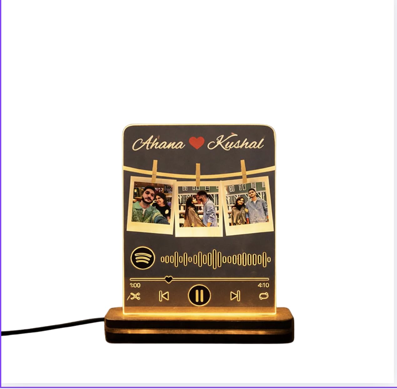 Darak Gifting Co. Personalised Spotify Acrylic LED Lamp 8x6 Inch