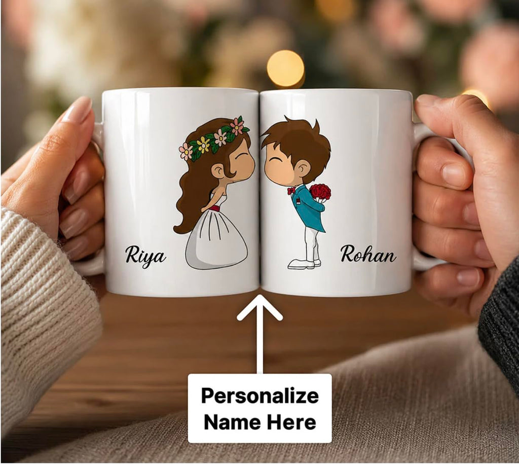Darak Gifting Co. Personalised Couple Mug Set of 2, 350ml