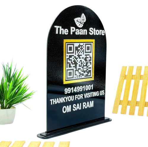 Darak Gifting Co. Custom QR Code Acrylic Stand Black & White Signage