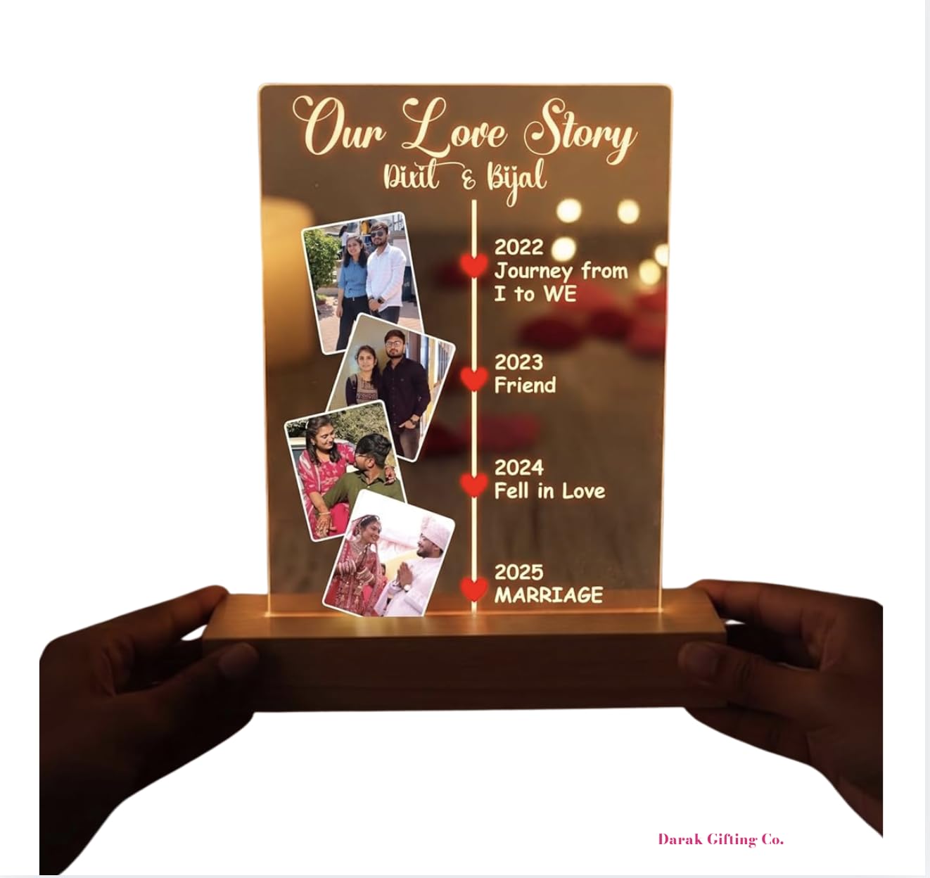 Darak Gifting Co. Personalized LED Photo Frame, 8 Inches