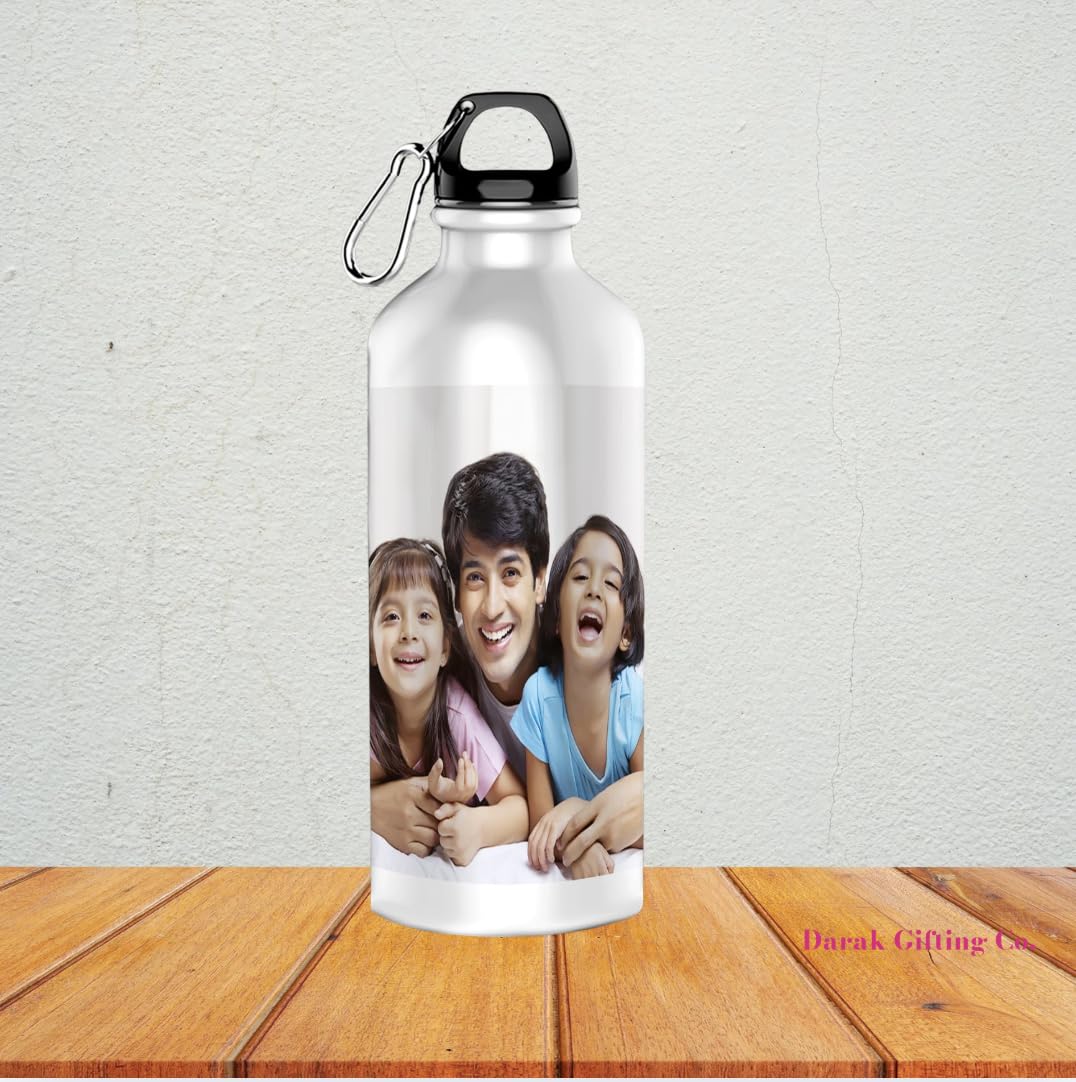 Darak Gifting Co. Personalised Photo Water Bottle with Carabiner