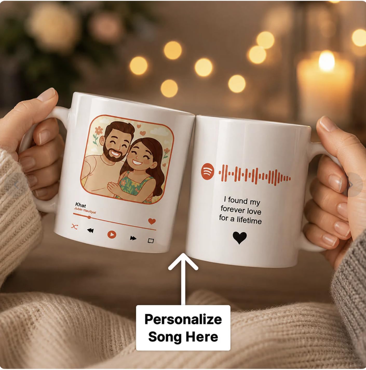 Darak Gifting Co. Personalized Spotify Photo Mug 325ml | Custom Song QR Code Coffee Mug with Photo & Message | Romantic Gift for Couples, Anniversary & Valentine's Day