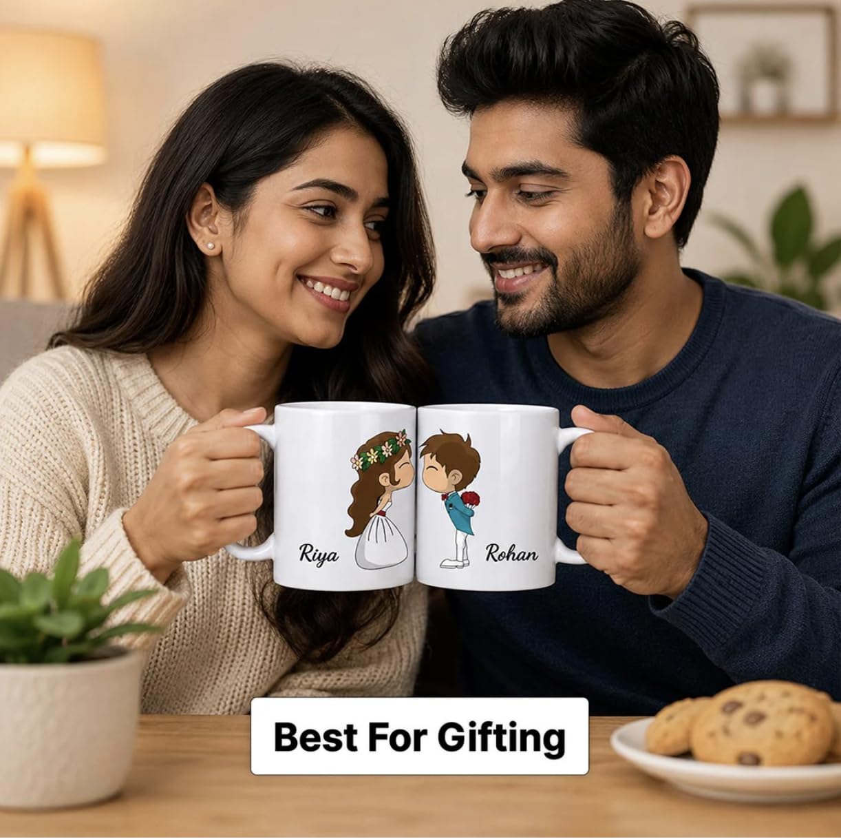 Darak Gifting Co. Personalised Couple Mug Set of 2, 350ml