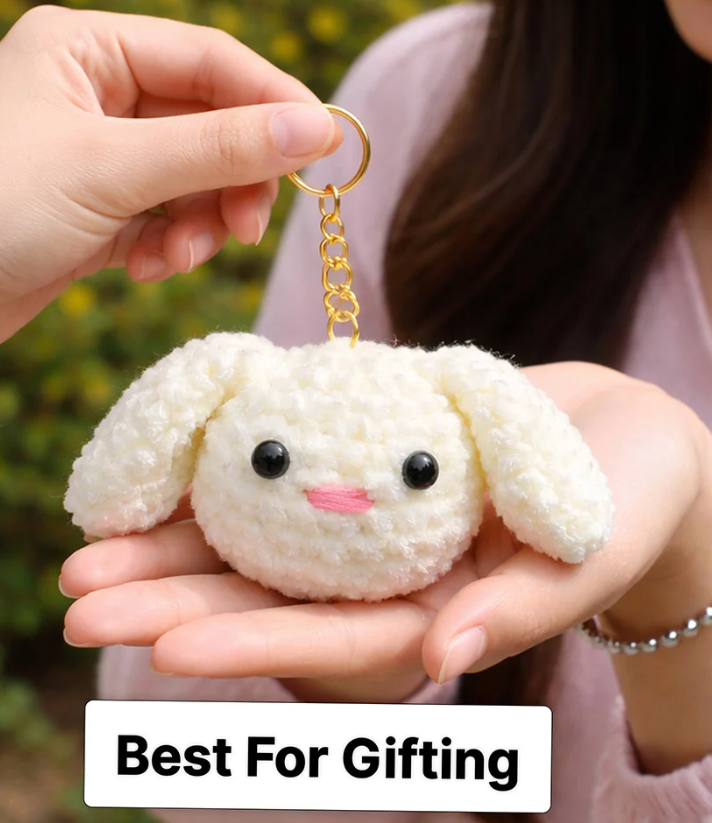 Darak Gifting Co. Cute Bunny Pom Pom Keychain – Fluffy Rabbit Bag Charm