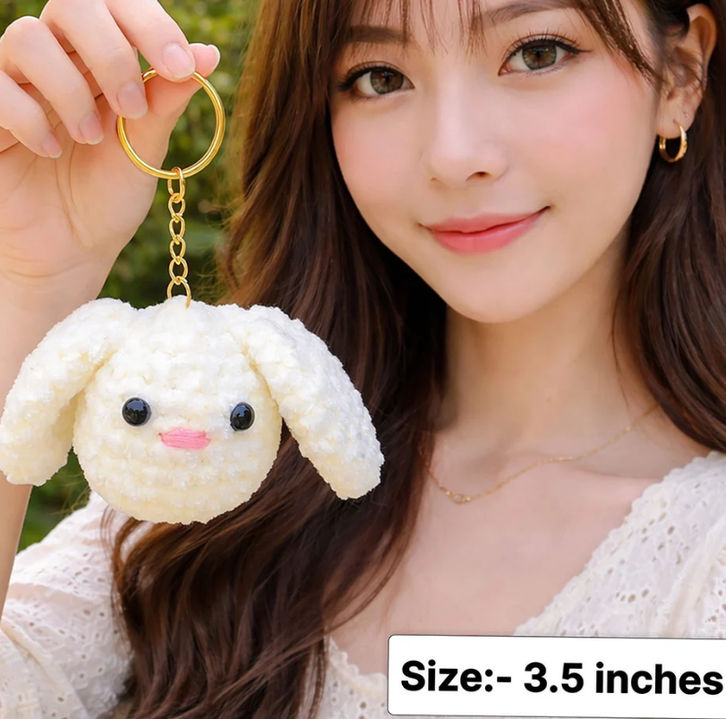 Darak Gifting Co. Cute Bunny Pom Pom Keychain – Fluffy Rabbit Bag Charm