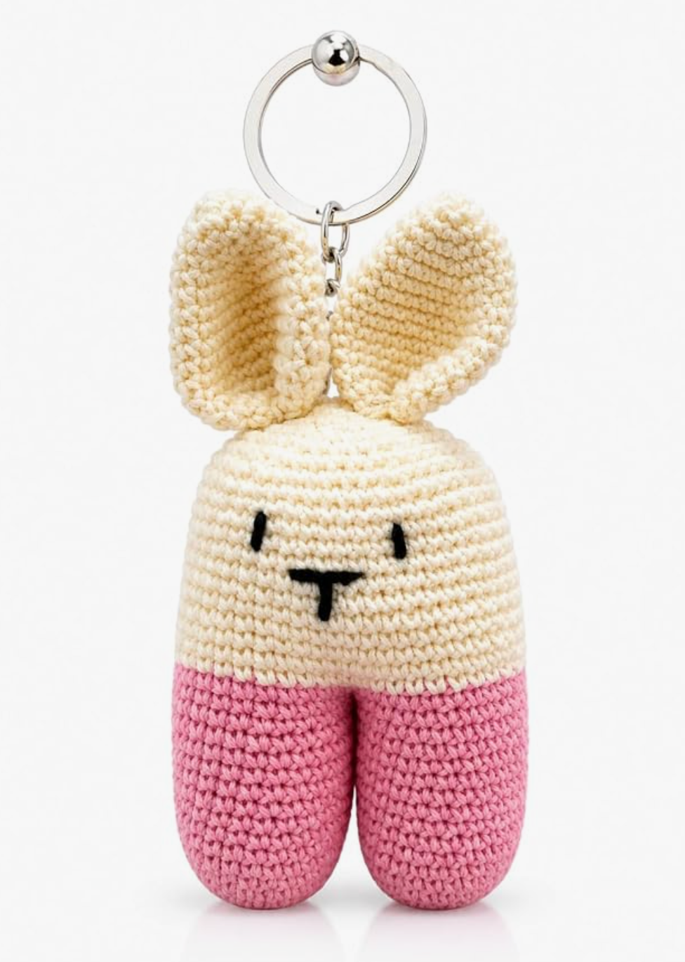 Darak Gifting Co. Handmade Crochet Bunny Keychain Soft Cotton Yarn | Amigurumi Rabbit, Kawaii Bag Charm, 12.5 cm Height, Lightweight, Handmade