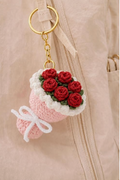 Darak Gifting Co. Handmade Crochet Flower Bouquet Keychain | Soft Yarn Knitted, Bag & Car Key Charm, Aesthetic Floral Design, Key Ring Included