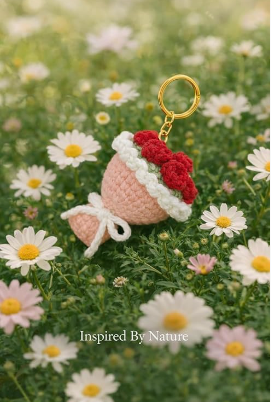 Darak Gifting Co. Handmade Crochet Flower Bouquet Keychain | Soft Yarn Knitted, Bag & Car Key Charm, Aesthetic Floral Design, Key Ring Included