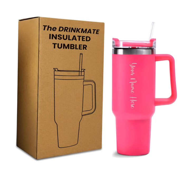 Darak Gifting Co. Personalized Tumbler with Handle and Straw with Lid, Double Wall Insulated Vacuum Sealed Stainless Steel Tumbler (1200 ml)