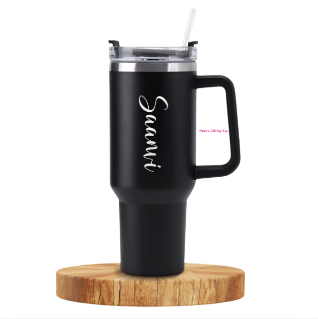 Darak Gifting Co. Personalized Tumbler with Handle and Straw with Lid, Double Wall Insulated Vacuum Sealed Stainless Steel Tumbler (1200 ml)