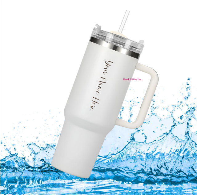 Darak Gifting Co. Personalized Tumbler with Handle and Straw with Lid, Double Wall Insulated Vacuum Sealed Stainless Steel Tumbler (1200 ml)
