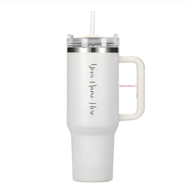 Darak Gifting Co. Personalized Tumbler with Handle and Straw with Lid, Double Wall Insulated Vacuum Sealed Stainless Steel Tumbler (1200 ml)