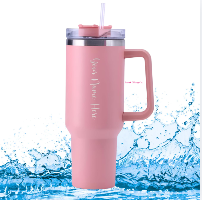 Darak Gifting Co. Personalized Tumbler with Handle and Straw with Lid, Double Wall Insulated Vacuum Sealed Stainless Steel Tumbler (1200 ml)