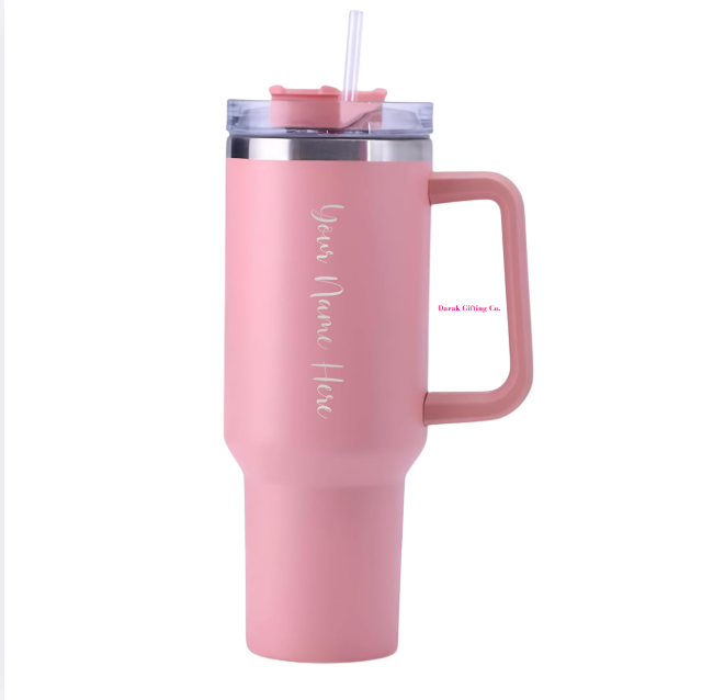 Darak Gifting Co. Personalized Tumbler with Handle and Straw with Lid, Double Wall Insulated Vacuum Sealed Stainless Steel Tumbler (1200 ml)
