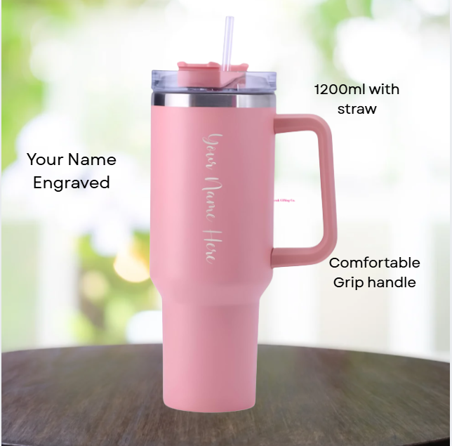 Darak Gifting Co. Personalized Tumbler with Handle and Straw with Lid, Double Wall Insulated Vacuum Sealed Stainless Steel Tumbler (1200 ml)