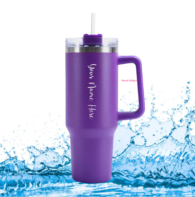 Darak Gifting Co. Personalized Tumbler with Handle and Straw with Lid, Double Wall Insulated Vacuum Sealed Stainless Steel Tumbler (1200 ml)