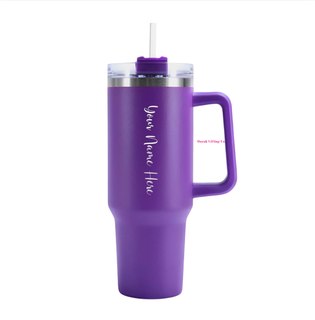 Darak Gifting Co. Personalized Tumbler with Handle and Straw with Lid, Double Wall Insulated Vacuum Sealed Stainless Steel Tumbler (1200 ml)