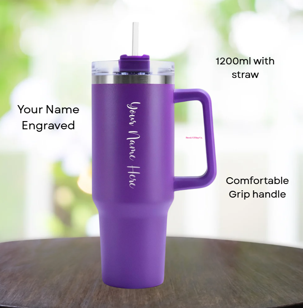 Darak Gifting Co. Personalized Tumbler with Handle and Straw with Lid, Double Wall Insulated Vacuum Sealed Stainless Steel Tumbler (1200 ml)